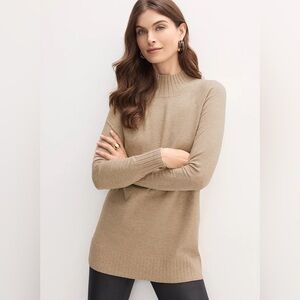 Melanie Lyne Mock Neck Rib Knit Sweater in colour Dark Oatmeal- XS